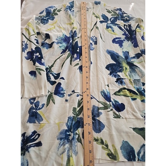 Chicos Womens 1XL cottagecore Long Sleeve Sweater Blue Floral Flowers NWT - Picture 4 of 8